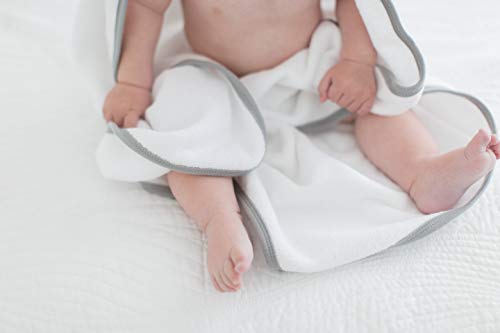 Image of SwaddleDesigns Cotton Terry Baby Hooded Towel, Tiny Triangle Shimmer, Sterling