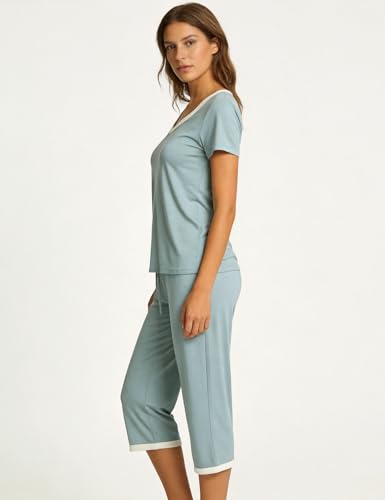 Image of Joyaria Cooling Pajamas Bamboo Viscose Lightweight PJs Set Women Wicking Sleepwear for Night Sweat S-XXL