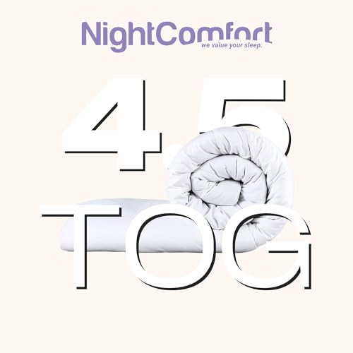 Night Comfort Cosy Nights 4.5 Tog Anti-Allergy Double Duvet - Breathable Premium Microfibre Cover with Lightweight Hypoallergenic Hollowfibre Filling Bedding Quilt - (200cmx200cm, White)