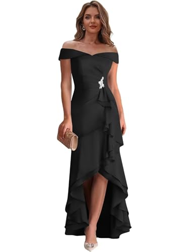 Bedlover Satin Mother of The Bride Dresses 2025 Ruffle Long Off Shoulder Formal Evening Party Gowns