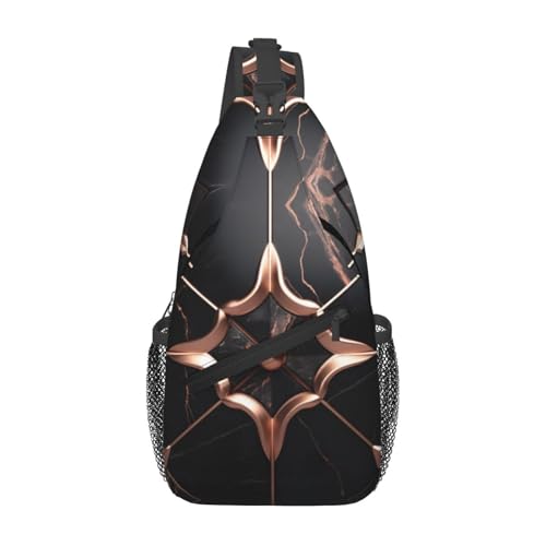 Bolso cruzado Black Rose Gold Marble2 unisex