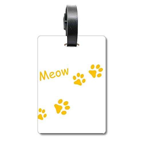 Étiquette valise Cat Meow jaune pour éviter les pertes de bagage