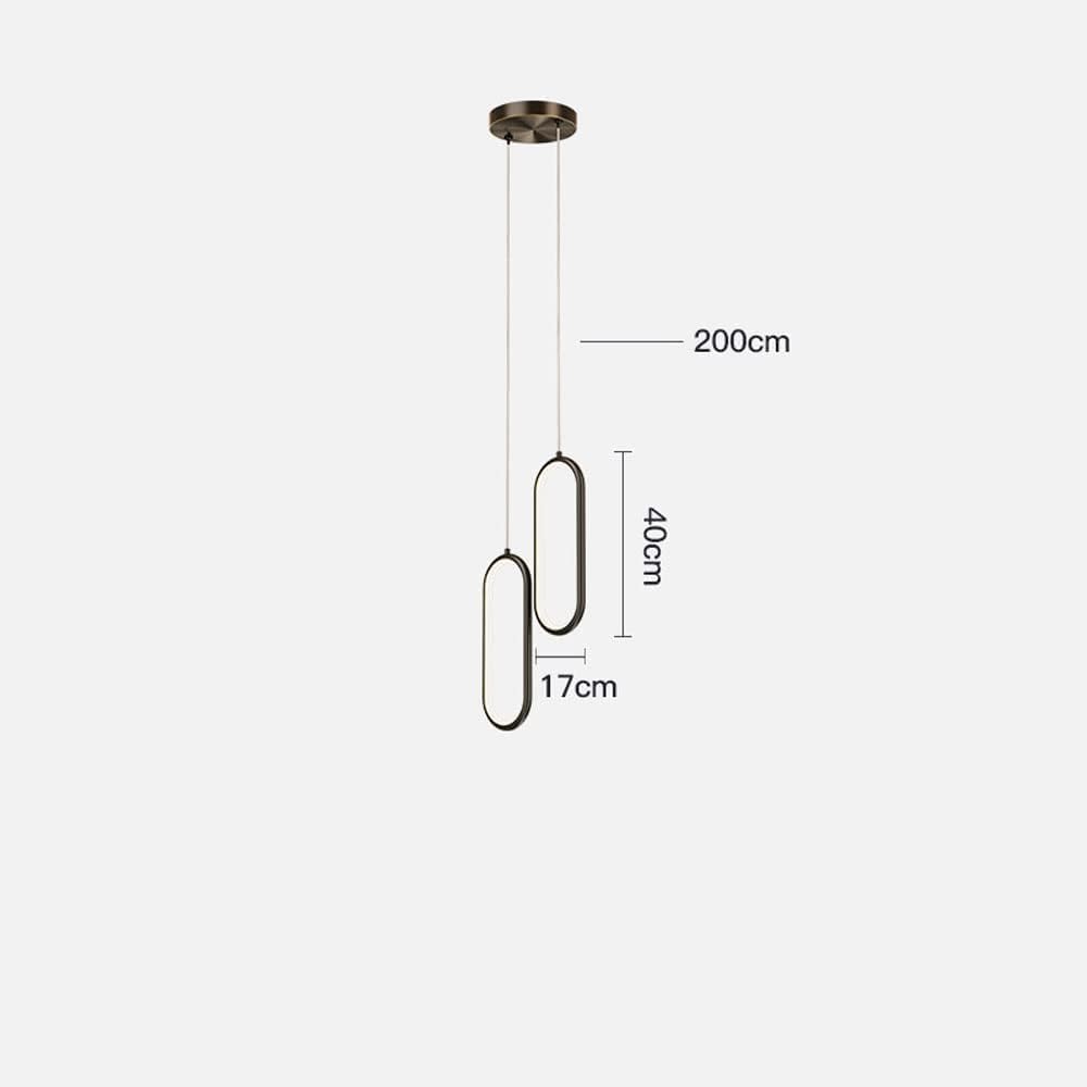 Lampy sufitowe, miedziana złota geometryczna lampa wisząca 2 pierścienie 16 W LED wisząca lampa kuchenna owalna nordycka nowoczesna czarna lampa sufitowa wisząca regulowana lampa wisząca do