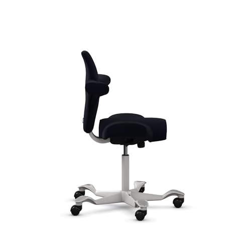 Image of HAG Capisco Sit to Stand Chair-Silver Frame-Upholstered Midnight Black