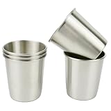 Artibetter 5 Stück Edelstahl Pintbecher 200ml Stapelbar Bruchsicher mit Aufbewahrungsbeutel Bierbecher Milchteebecher Trinkbecher für Zuhause und Outdoor