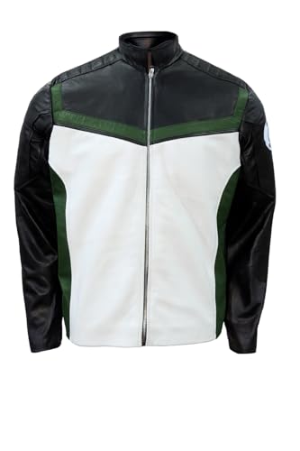 Guy Gardner Green Inspired Lantern Jacket – Green Superhero Cosplay Real Leather with Arm Pad