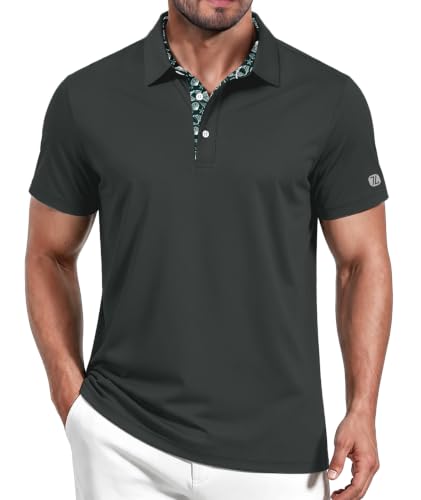Image of ZITY Golf Shirts for Men Short Sleeve Moisture Wicking Solid Performance Designed Print Collared Casual Polo Shirt