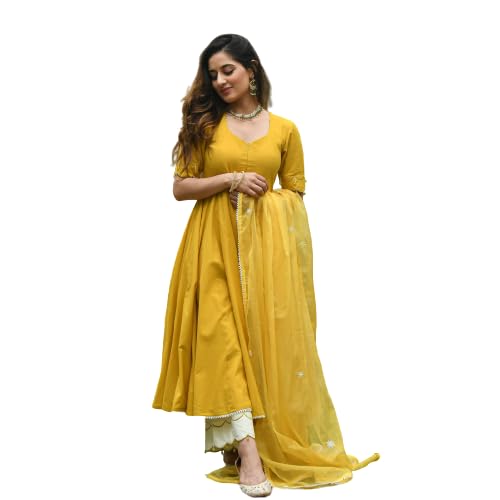 RAHUL_SALE_|| Creation Women's Rayon Regular Blue Kurta, Sharara & Dupatta Set_|| Wool suit || Linen suit || Cotton suit ||Yellow ||