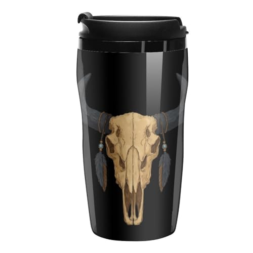 Bull Skull Tattoo Travel Coffee Mug Insulated Tumbler Double Wall