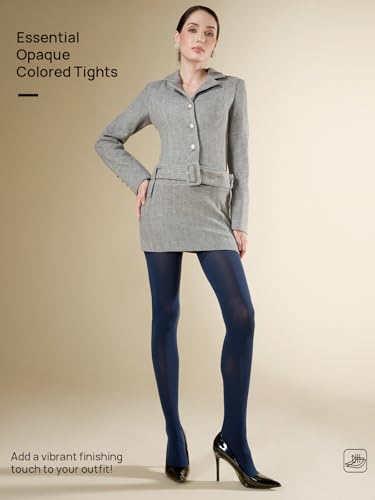 Image of MANZI Tights for Women Solid Color Pantyhose Colored Semi Opaque Footed Tights Soft Stretch High Waist Stockings 70 Denier