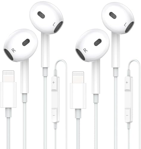 Tayte 2 Pack iPhone In-Ear Kopfhörer mit Kabel [MFi-Zertifiziert] HiFi Sound Ohrhörer Lightning HiFi Audio Stereo Ohrhörerl für iPhone 14/13/12/11/XS Max/XR/8/7 Kompatibel mit Allen iOS-Systemen