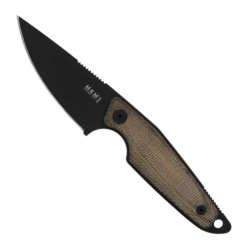 MKM Maniago Knife Makers MAKRO 1 Drop Point Fixed Blade Knife and EDC Tool - M390 Super Steel, Full Tang, Designed by Jesper Voxnaes, Made in Italy, Includes Leather Sheath (Green Micarta / Black Blade)