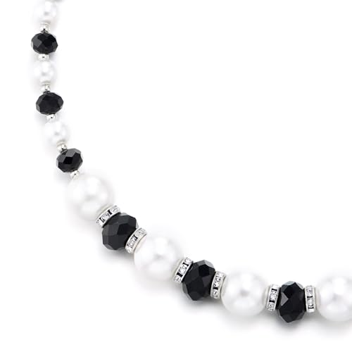 Black and White Beaded Pearl Choker Necklace Crystal Bead, Statement Necklace, Dress Wedding Banquet3