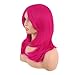 MapofBeauty 20 Inch/50 cm Long Layered With Bangs Straight Synthetic fiber Shoulder Length Hair Party Wig (Hot Pink)