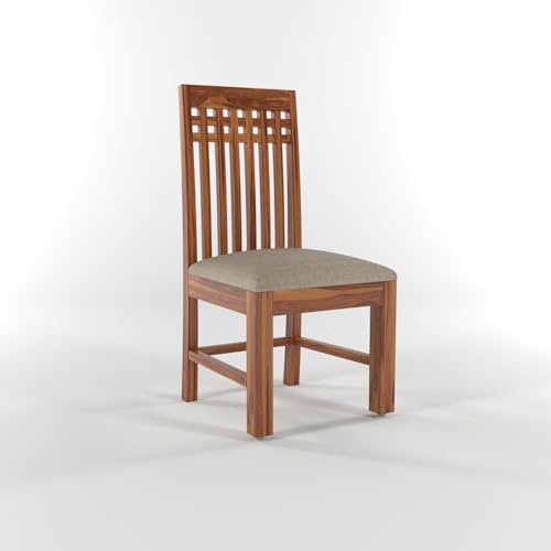 Image of Solid Sheesham Wood Dining Chairs Only | Wooden Set of 2 Dinning Chair for Kitchen & Dining Room | Chairs with Cushion | Rosewood, Honey Finish