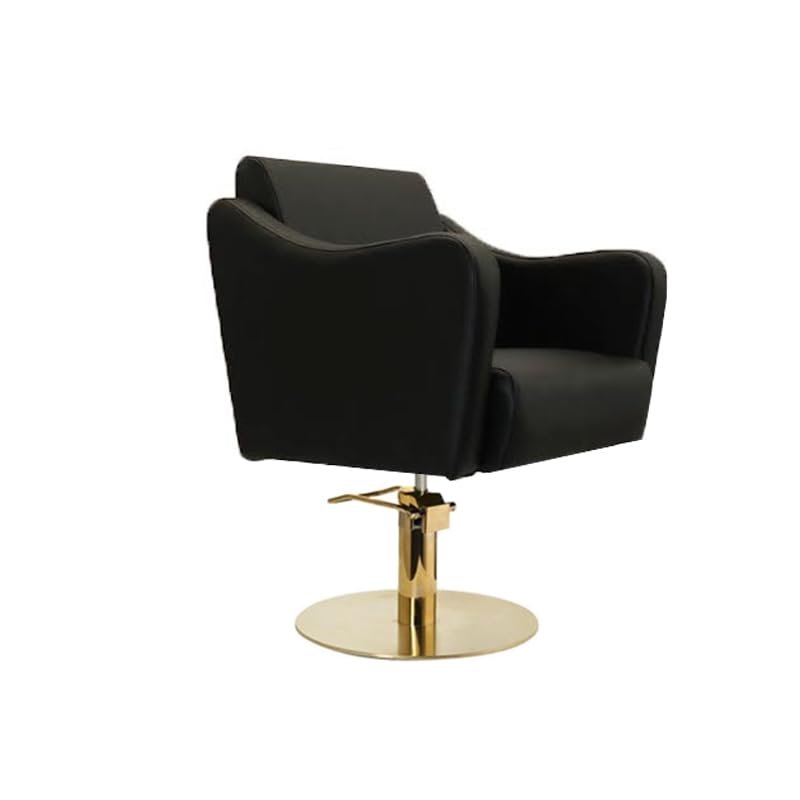 Malys Equipements - Fauteuil de Coiffure Divie Gold, Chaise Moderne, PVC, Mousse à Haute Densité, Métal, Or, Hauteur Réglable 40 à 64 cm - Noir
