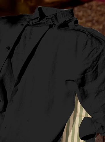Image of Men's Long Sleeve Linen Shirt, Button Down, Casual Collared, Full Sleeve Shirt