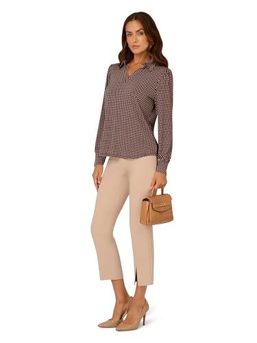 Image of Adrianna Papell Women's Print Collared V-Neck Knit Top