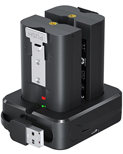 2 Batterien Und Ladestation für Ring Video Doorbell 3.65V 6040mAh Akku kompatibel mit Video Doorbell 2/3/3+/4 Spotlight Cam Battery Stick Up Cam(2/3Gen)
