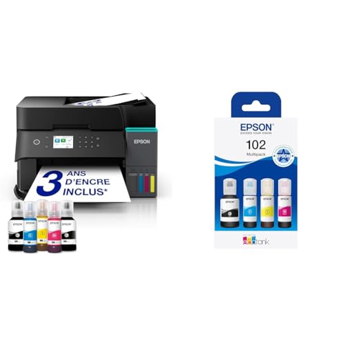 Imprimante Wi-Fi Epson EcoTank ET-3950 et son multipack d'encre 102 pour le télétravail