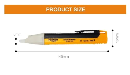 Image of Voltage Tester 90~1000V AC Electric Voltage Power Detector Alert Sensor Tester LED Light Non-Contact Pen,Yellow (1), Battery Powered
