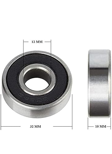 Image of Sutaible for- Ceiling fan 6201-6202 bearing 2 pc Pre-Lubricated Steel Radial Balls With Double Rubber Sealed Bearings