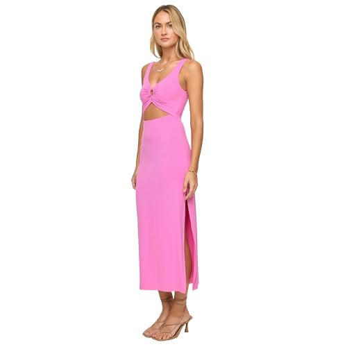 Image of L*Space Camille Dress for Women, Fitted Ribbed Maxi, Ankle Length, Sleeveless Scoop Neck, Side Slit & Waist Cutouts