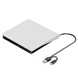 ROOFULL External CD/DVD Drive for Mac Laptop, USB 3.0 & USB-C Portable DVD CD ROM Reader Player Burner Writer Rewriter for Apple MacBook Pro/Air, iMac, Windows 11/10/ Laptop Computer, White