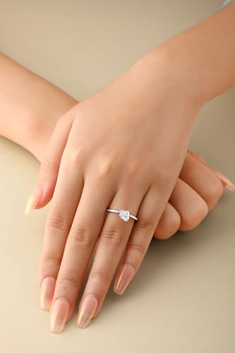 Elspeth 925 Sterling Silver Engagement Ring for Women Heart Shaped 0.8CT Cubic Zirconia Halo Wedding Promise Ring Size 8 — view 5