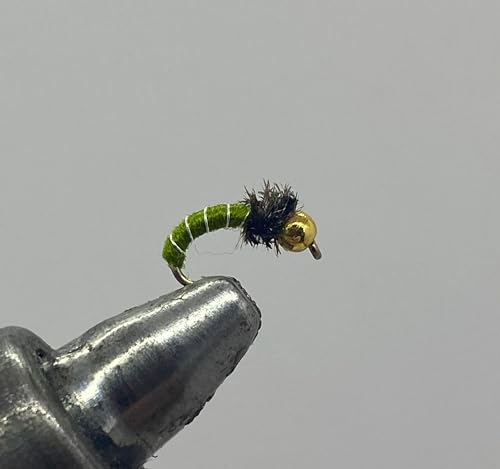 One Dozen (12) - Tungsten Beadhead Zebra Midge - Olive - Nymph 20
