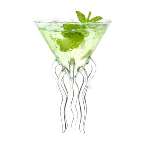 Copas de vino - 9x12.5 cm divertida taza de pulpo transparente | Tazas transparentes para beber vasos de bar, para whisky bourbon alcohol decoración del hogar oficina bar boda, evento de