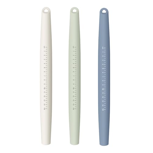 FOLAI 3 Stück Silikon Nudelholz mit Maßstab 34 x 3 cm Nudelholz Silikon Teigroller Antihaft-Oberfläche Kinder Teigrolle Kinder Backen für Kuchen Backen Pizza Fondant Cookie