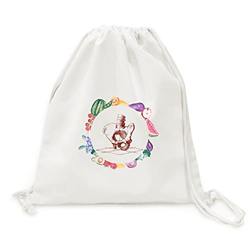 Sac en tissu pliable à sangle pour fruits et légumes au marché design croquis squelette hip