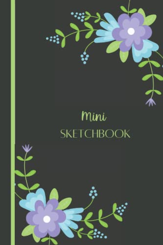 Mini Sketchbook: Pocket size Floral Purple Lime green leaves Sketchbook