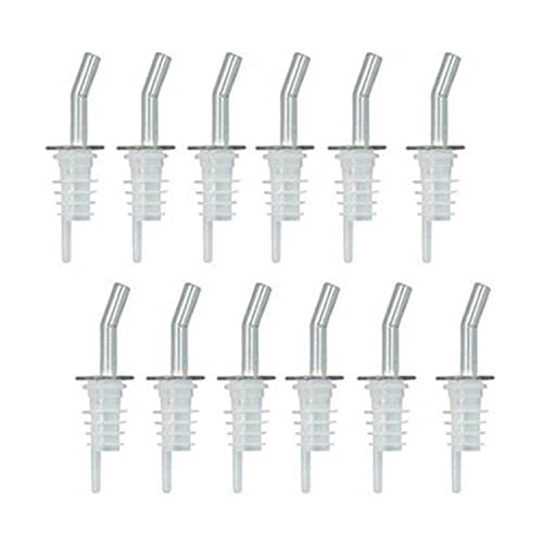 ABPETE Liquor Pour Spout, Adjustable Liquor Bottle Pourers, Liquor Dispenser for Pouring Cocktails, Wines, or Oils, Coffee Bar Accessories, Clear Spout, Plastic,12 PCS