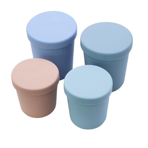 HOYEHOLA 4 Pack Silicone Baby Food Storage Containers - 4oz Reusable Small Baby Food Jars with Lids