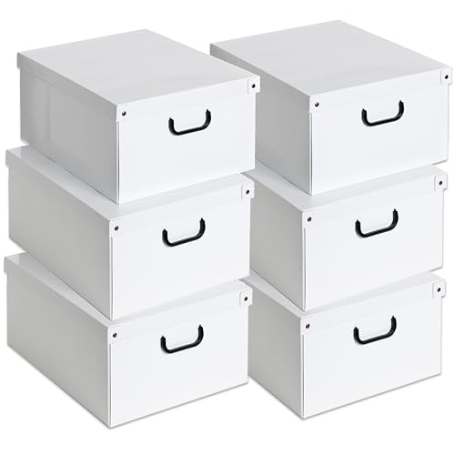 Lavatelli Set con 6 Scatole armadio in cartone, contenitore per vestiti e biancheria, per cambio stagione e cameretta bambini. Scatola regalo. Organizer Portaoggetti GRANDE BIANCO, 40x50x25 cm