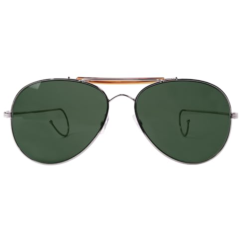 Rothco Aviator Air Force Style 58MM Sunglasses with Case, Green Lenses
