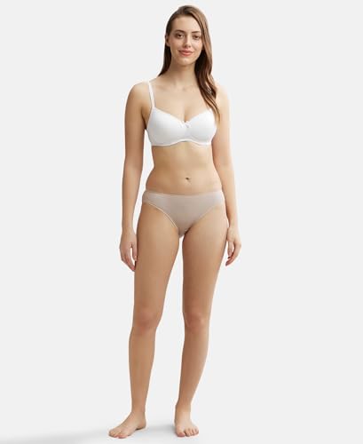 Image of Jockey JW01 Women Medium Coverage Tencel Lyocell Elastane Stretch Mid Waist Bikini with Concealed Waistband and StayFresh Treatment