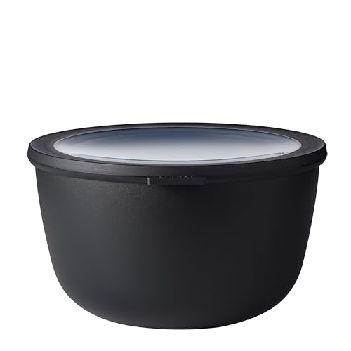 Mepal - Multi Bowl Cirqula Redondo - Recipientes para Alimentos con Tapa - Adecuado como Fiambrera Hermética para Frigorífico, Microondas y Congelador - Tapers para Comida - 3000 ml - Nordic black