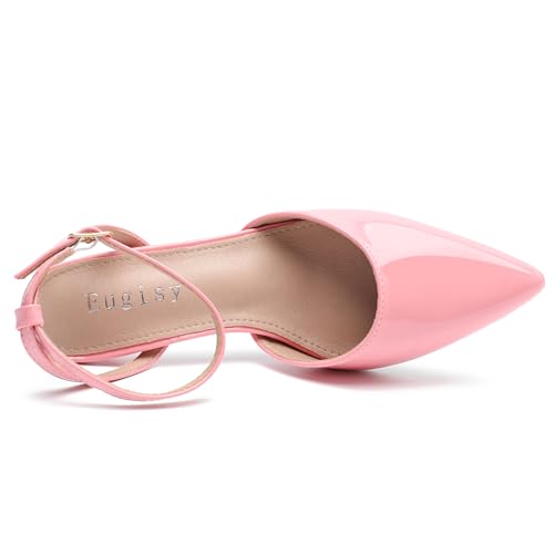 Women's Low Kitten Heel Pumps Classic Pointed Toe Ankle Strap Dress Shoes Closed Toe Comfortable Elegant Dress Wedding Party Shoes4