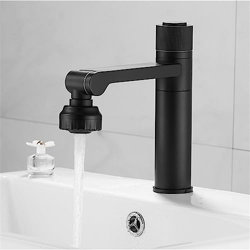 Robinet de salle de bain double mode mitigeur de vasque chrome noir - 2