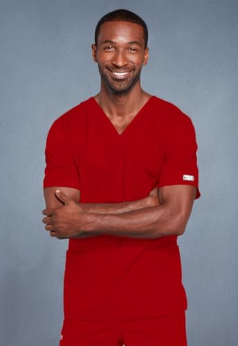 Image of Cherokee Scrubs for Men & Women V-Neck Scrub Top with 4 Pockets, Cotton Blend Soft Stretchy Easy Care Nursing Uniform - 4725