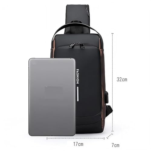 Image of USB Chest Bag Anti Theft Crossbody Sling Backpack with USB Charging Port, Waterproof Travel Chest Pack for Men & Women, Casual Daypack for Daily Use