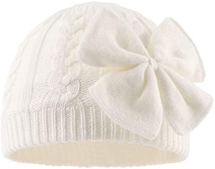 XIAOHAWANG Babymuts voor meisjes, gebreide muts voor kinderen, wintermuts, warme kindermutsen met strik, wit roze, 0-6 maanden XIAOHAWANG Babymuts voor meisjes, gebreide muts voor kinderen, wintermuts, warme kindermutsen met strik, wit roze, 0-6 maanden