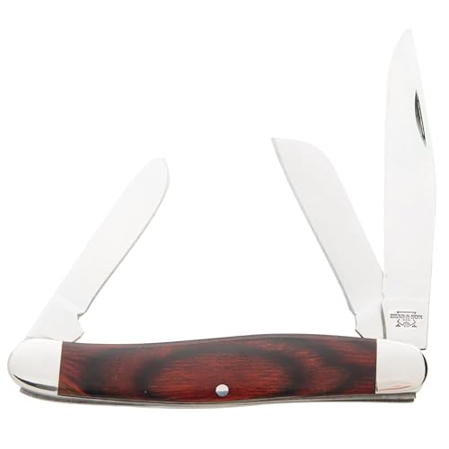 Bear & Son Stag Bone Large Stockman Stag Bone Pocket Knife – 3-7/8" Folding Multi-Blade Tool – High Carbon Stainless Steel Blade – Classic EDC for Hunting, Camping & Outdoor Use – Made in USA
