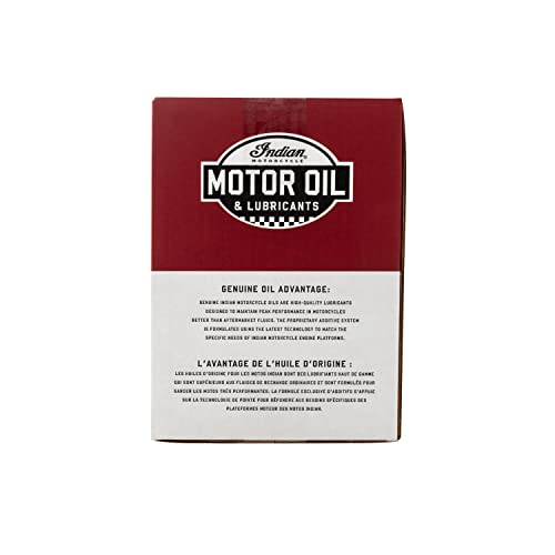 Indian Motorcycle Oil Change Kit for Specific FTR Models Including 1200, S, Rally, Sport, Carbon and More, Includes 4 Quarts 15W-60 Full Synthetic Motor Oil, 1 Oil Filter, 2 Washers - 2884182
