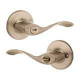 Kwikset Balboa Entry Door Handle with Lock and Key, Secure Keyed Reversible Lever Exterior, for Front Entrance and Bedrooms, Antique Brass, Pick Resistant Smartkey Rekey Security and Microban