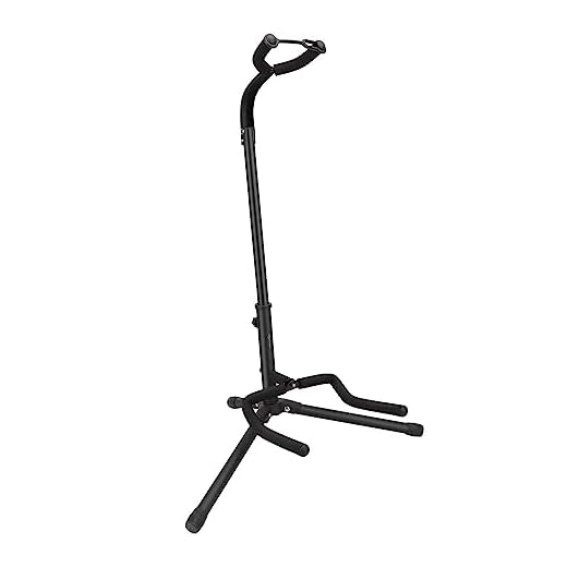 Amazon Basics Soporte para guitarra ajustable, plegable, para acústica y eléctrica, bajo y banyo, Negro