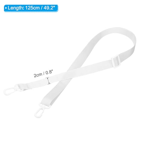 Image of PATIKIL 125cm x 2cm Replacement Shoulder Strap, 2 Pack Adjustable Swivel Clips Hook Buckle Slide Crossbody Bag Belt for Water Bottle Carrier Sling Bag, White